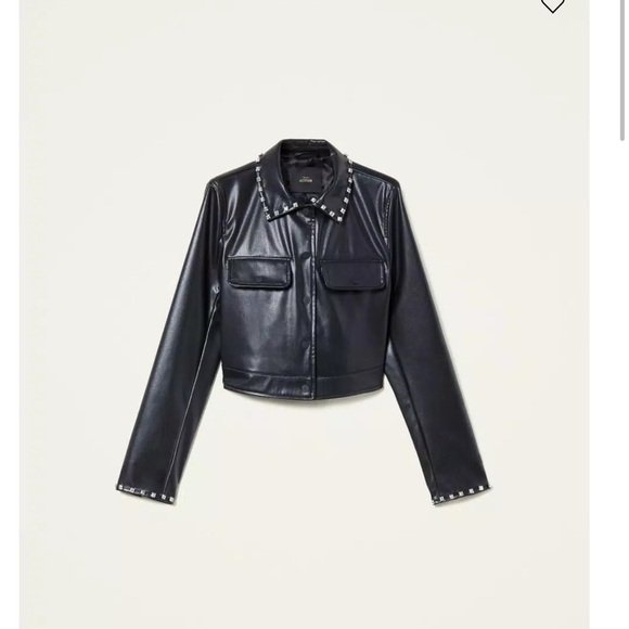 Twinset Actitude Black Faux Leather Jacket - Picture 2 of 10